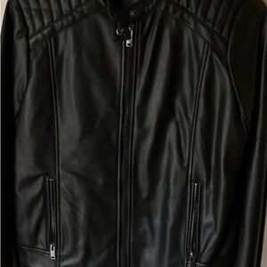 Woman Black Faux Leather Jacket